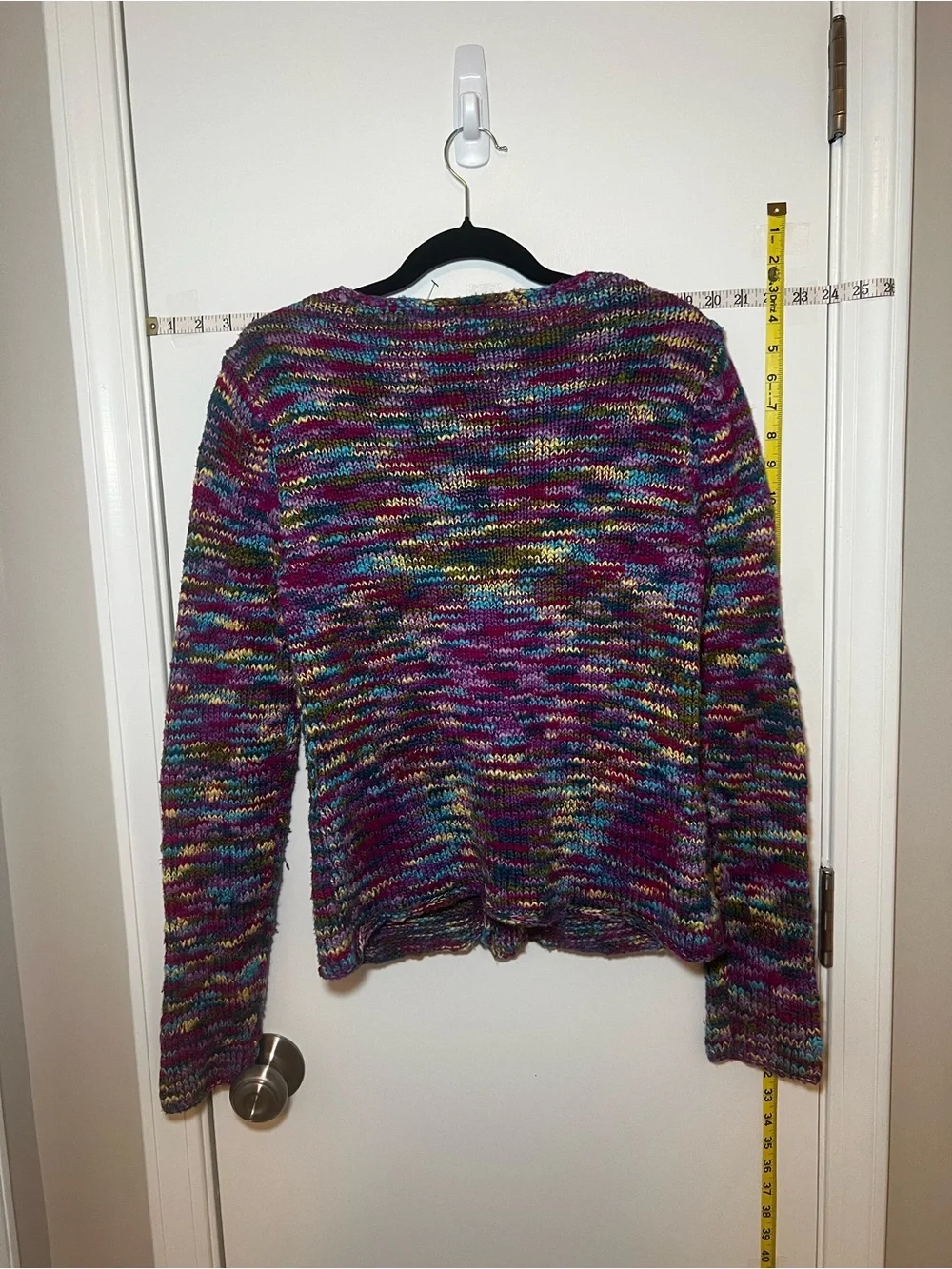 Vintage Talbots Multicolor Knit Cardigan in Purple, Green, Blue & Yellow Thick